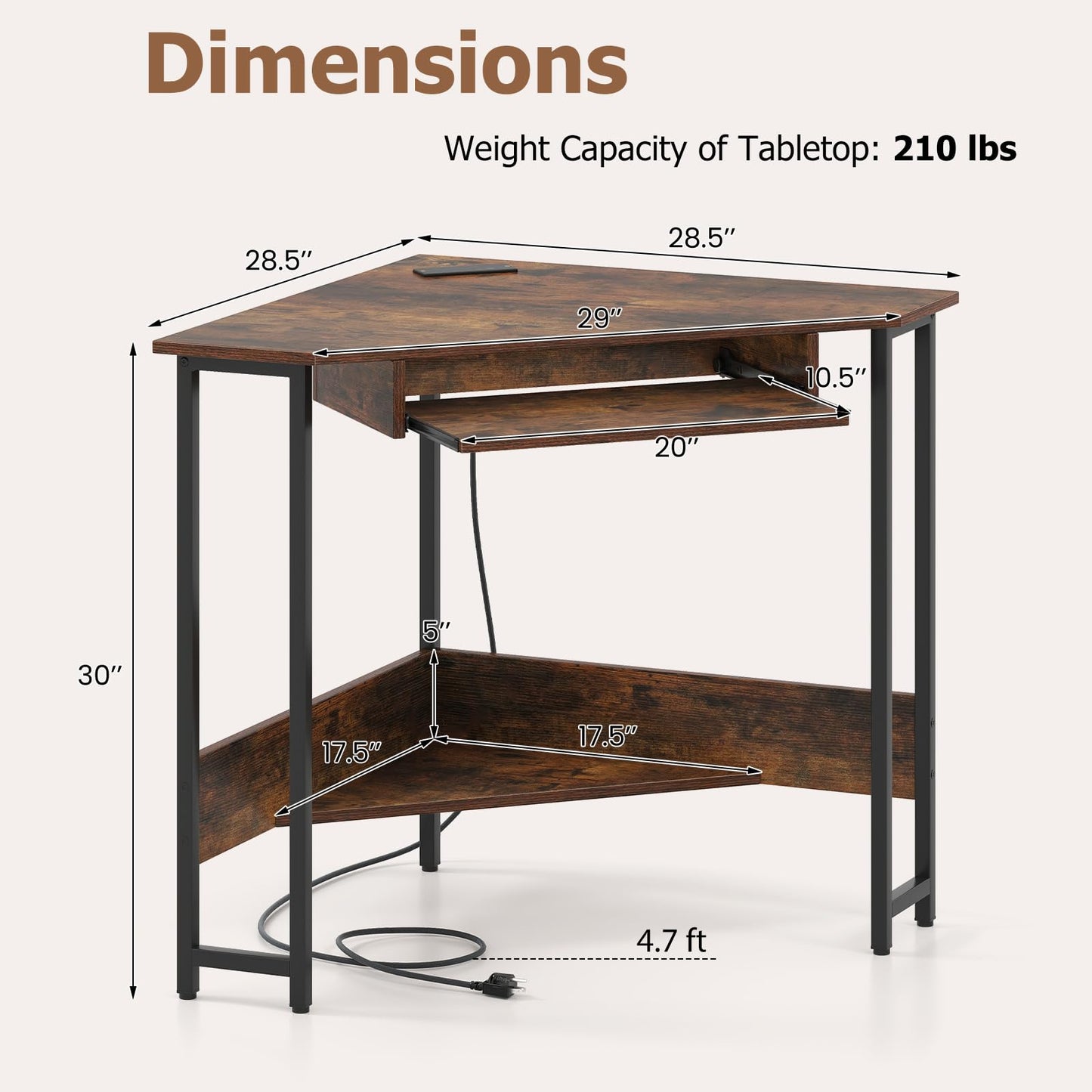 Tangkula Corner Desk with Keyboard Tray with Storage Shelf