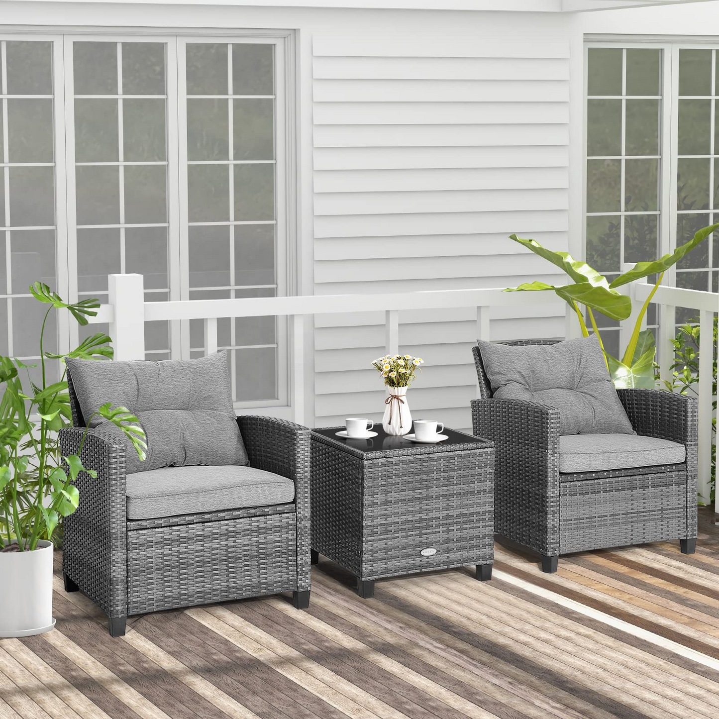 Tangkula 3 Pieces Patio Furniture Set