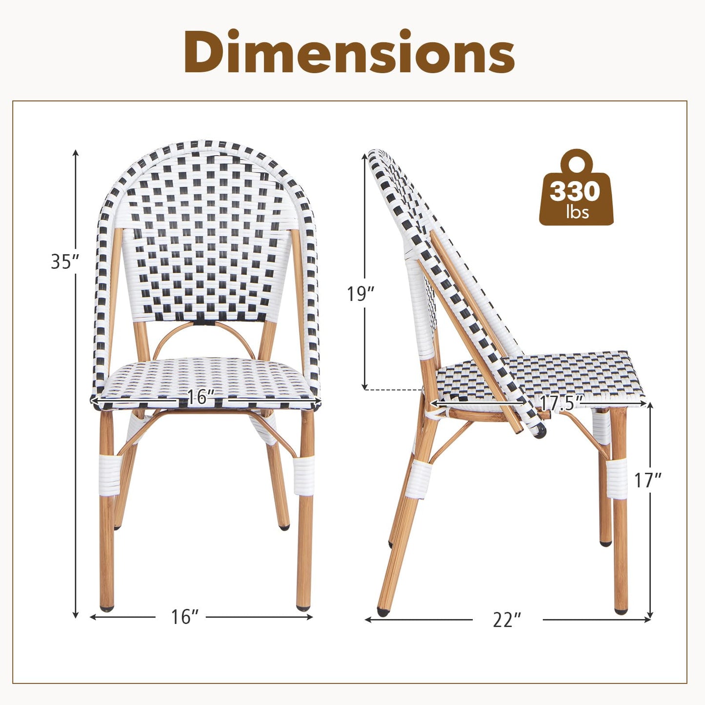 Tangkula French Bistro Chair Set of 2/4