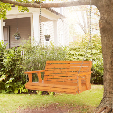 Tangkula 2 Person Hanging Porch Swing, Outdoor Bench Swing with Adjustable Chains