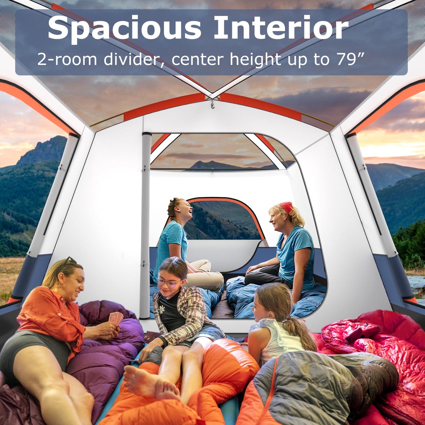 Tangkula 6/8/10-Person Camping Tent with Porch