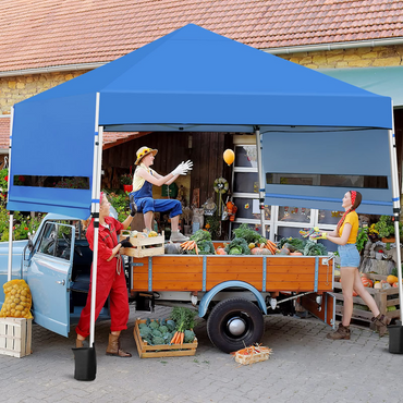 Tangkula 10x17FT Pop Up Canopy Tent, Portable Outdoor Tent w/ Adjustable Dual Awnings