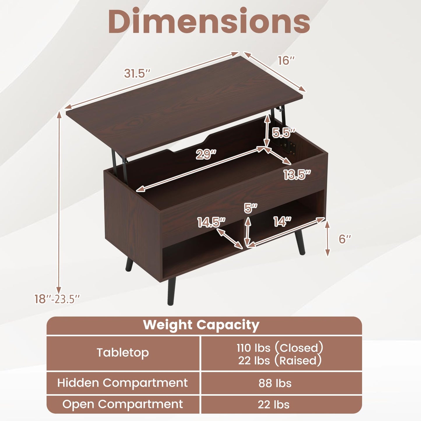 Tangkula Lift Top Coffee Table for Living Room