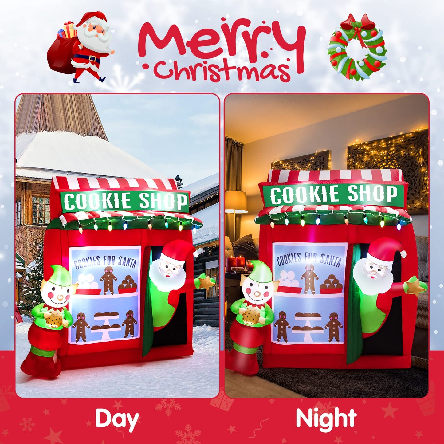 Tangkula 6.5 FT Christmas Inflatable Santa Claus for Yard