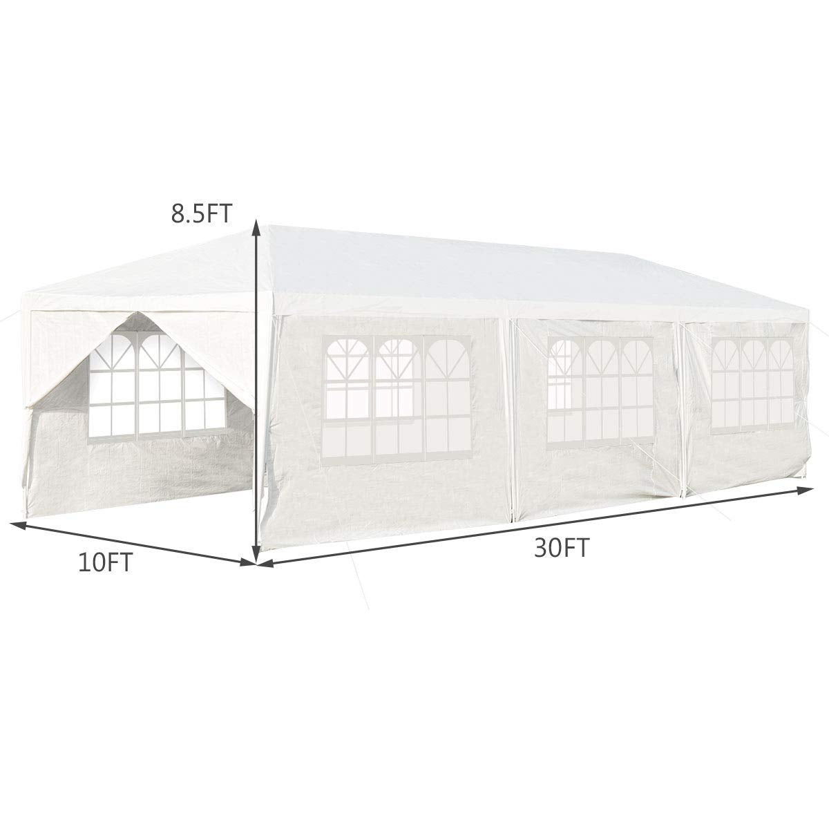 Tangkula 10' x 30' Outdoor Waterproof Gazebo Canopy w/ 6 Removable Sidewalls and 2 Doorways