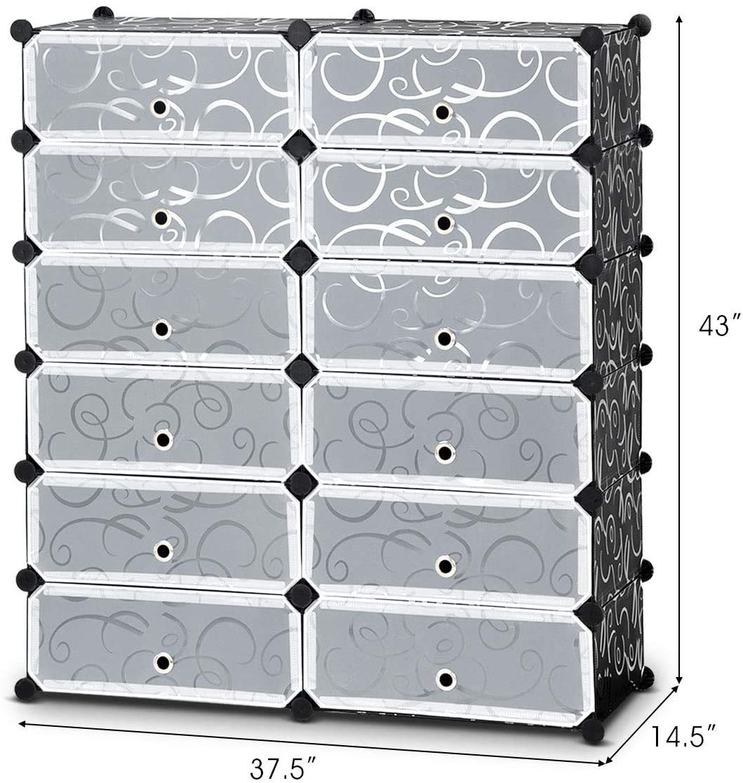 Tangkula 12-Cube Shoe Rack, DIY Cubes Storage Cabinet