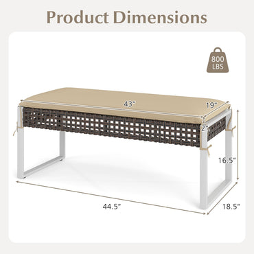 Tangkulka Outdoor Ottoman with Soft Cushion & Metal Frame