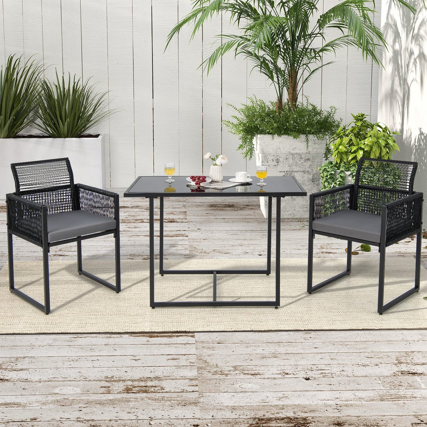 3 Pieces Outdoor Dining Set - Tangkula