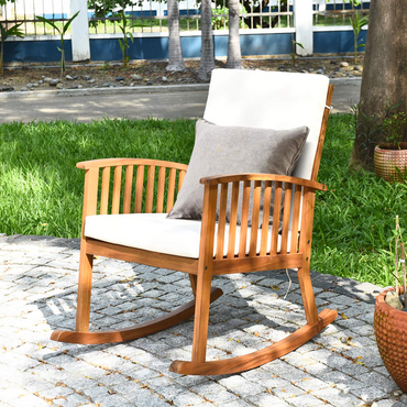 Outdoor Acacia Wood Rocking Chair - Tangkula