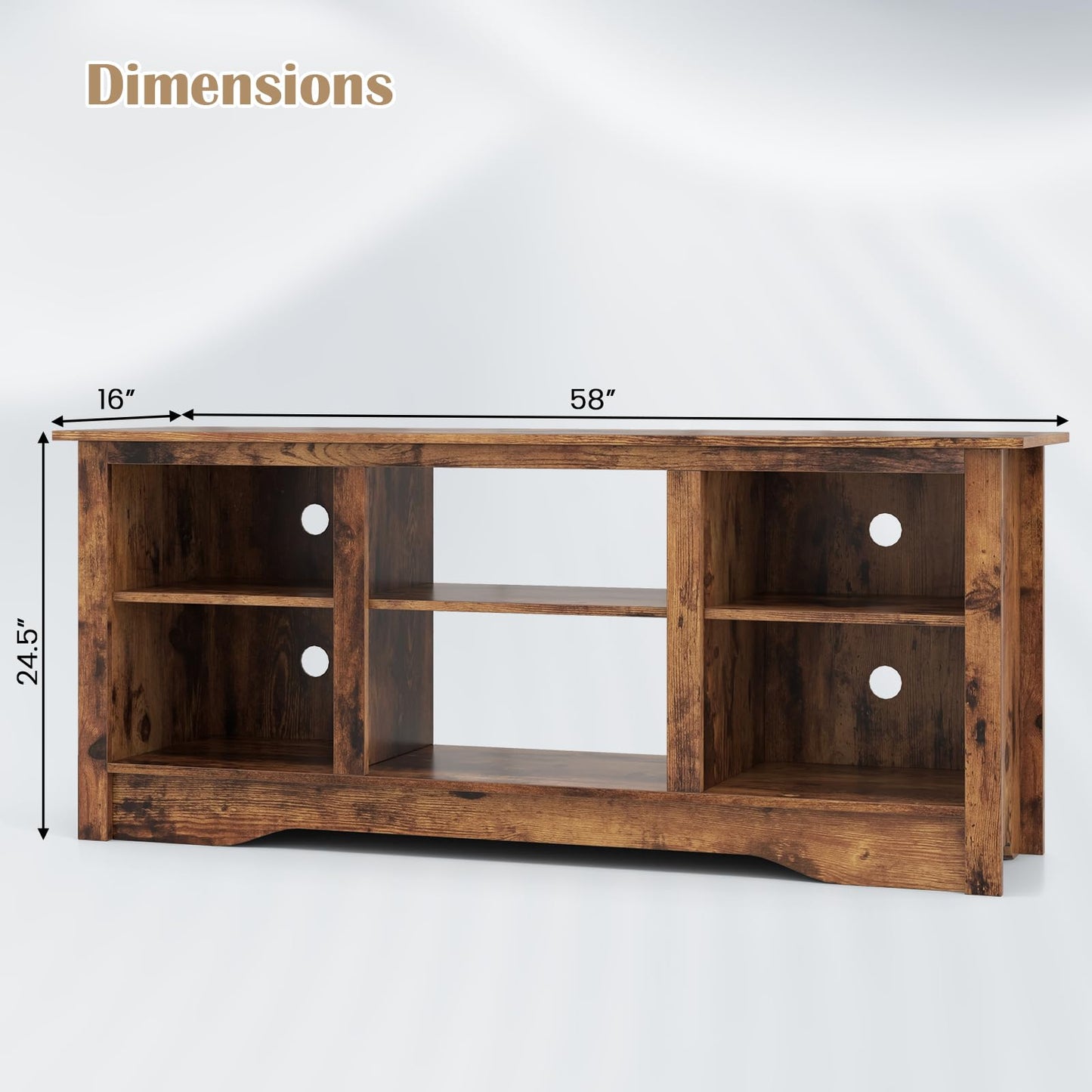 Tangkula TV Stand for up to 65" Flat Screen TVs, 58" Media Entertainment Center w/Adjustable Shelves