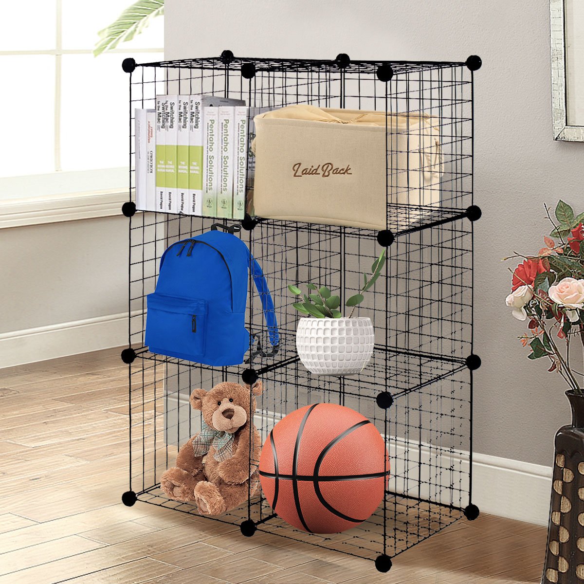 Wire Storage Cubes, Metal Grids Book Shelf