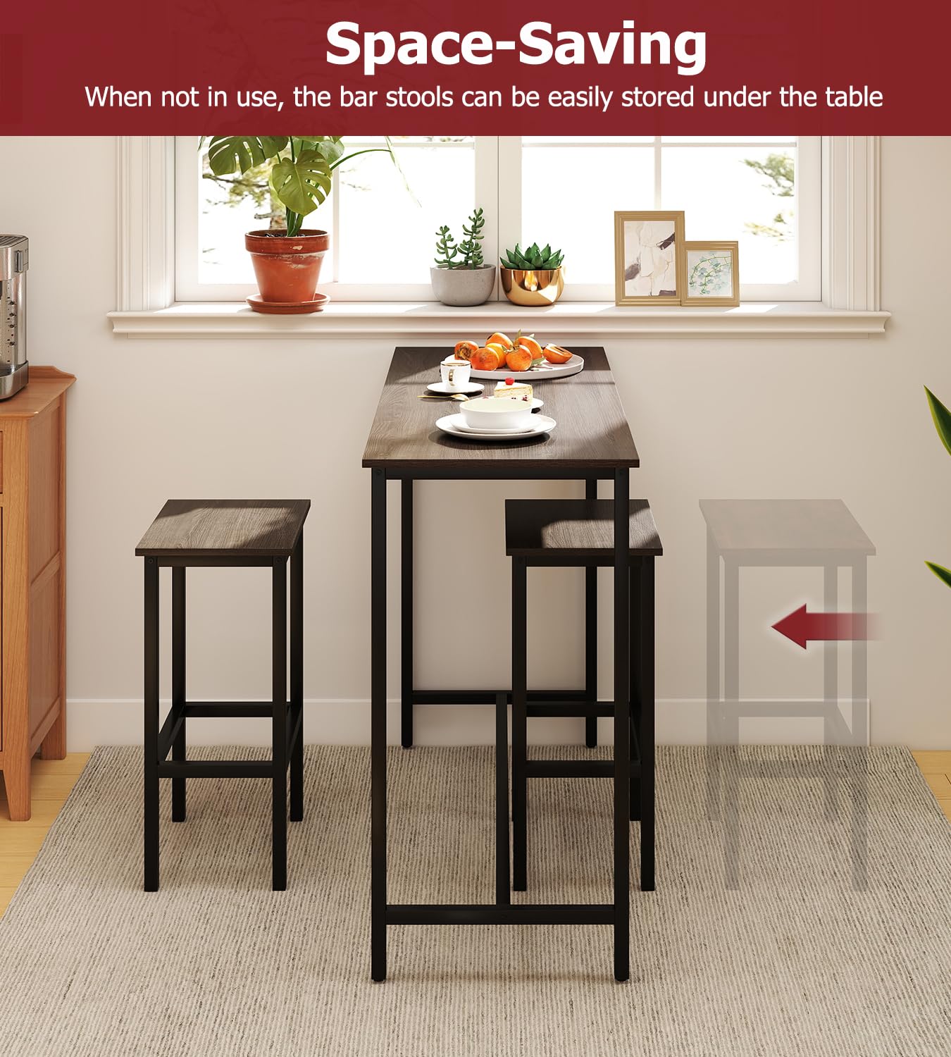 Tangkula 3 Piece Counter Height Bar Table Set
