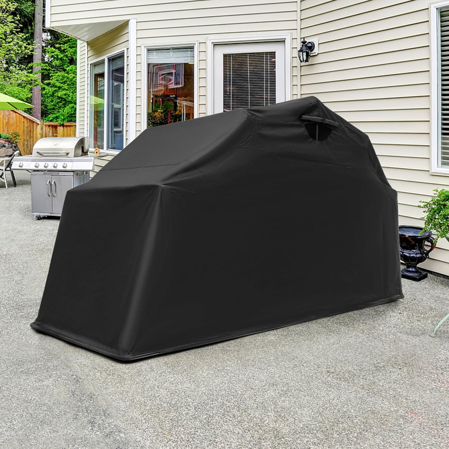 Tangkula Motorcycle Shed, Waterproof Motorcycle Garage with 600D Oxford Cover, Ventilation Window