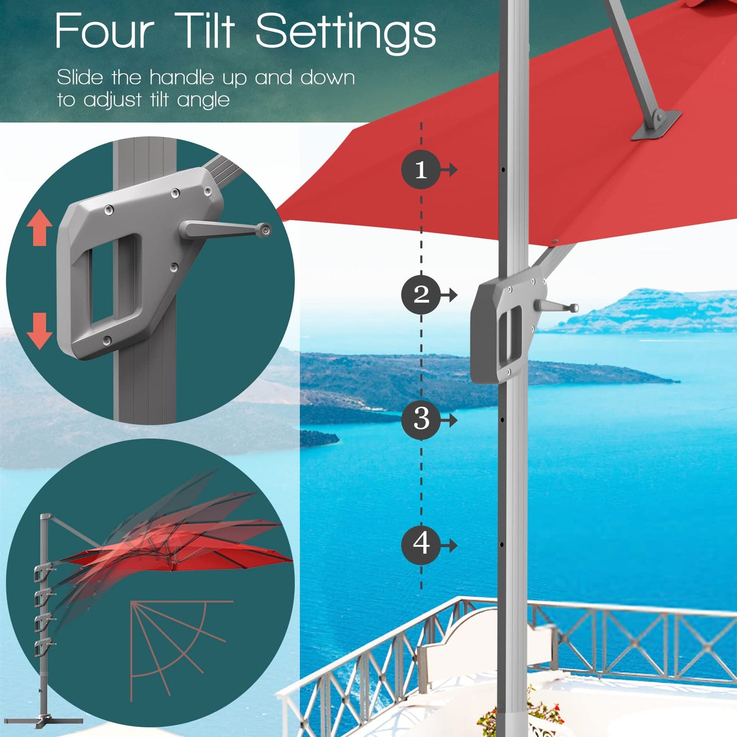 Tangkula 11 Ft Patio Cantilever Umbrella for Backyard Deck Poolside