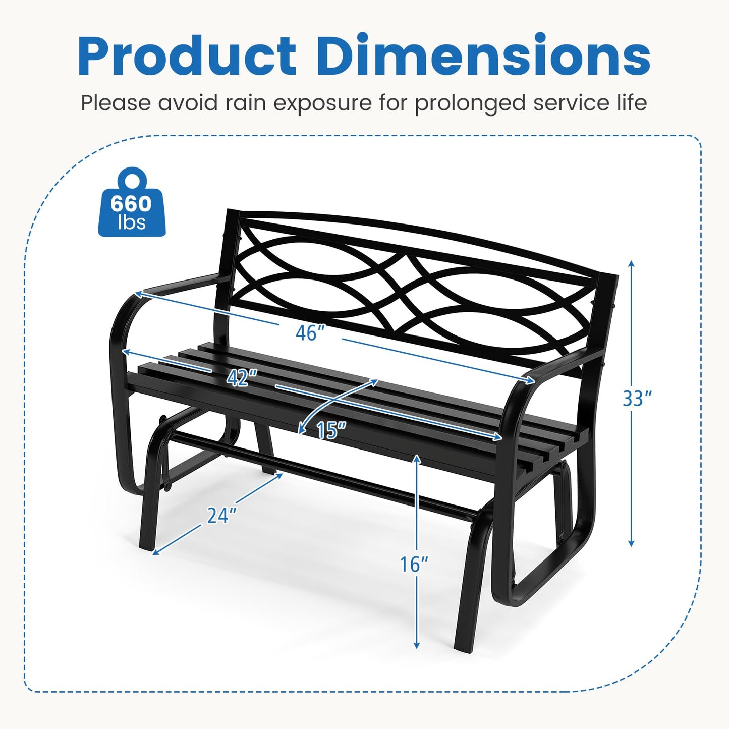 Tangkula 2-Person Outdoor Glider Bench