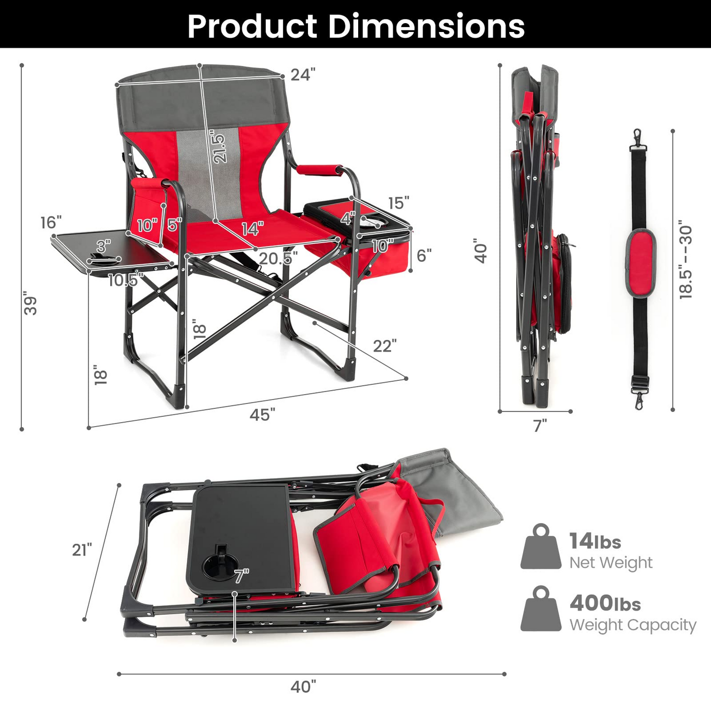 Tangkula Folding Camping Chair, Director Chair