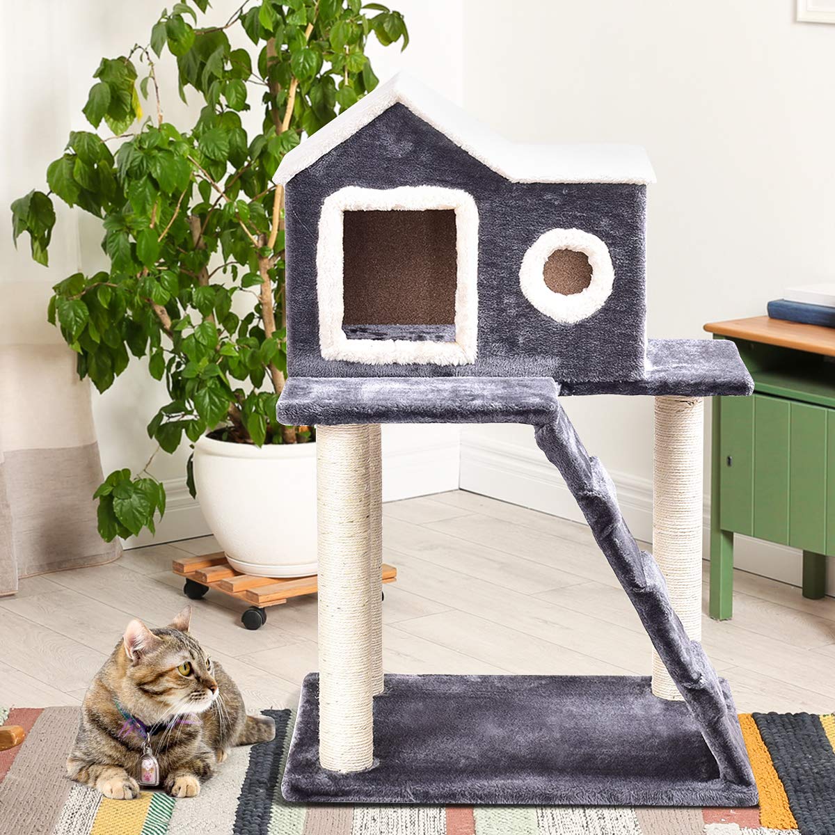 Tangkula Cat Tree with Scratching Posts and Ladder for Kittens