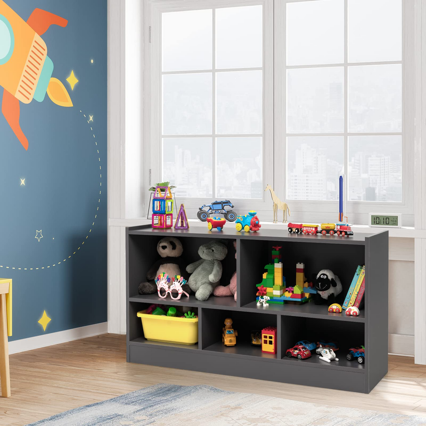 Tangkula Wood Storage Cube Bookcase, Multipurpose Display Storage Cabinet