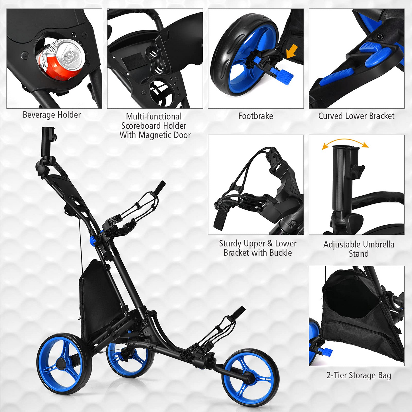 Golf Push Pull Cart - Tangkula