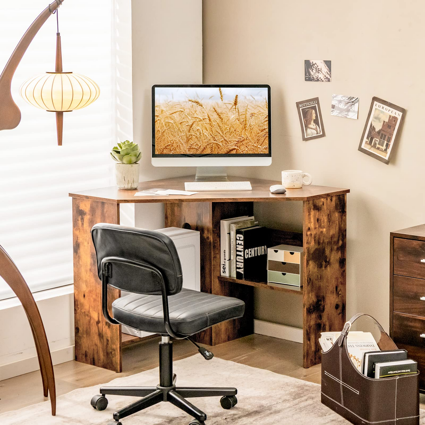 90 Degrees Triangle Corner Computer Desk - Tangkula