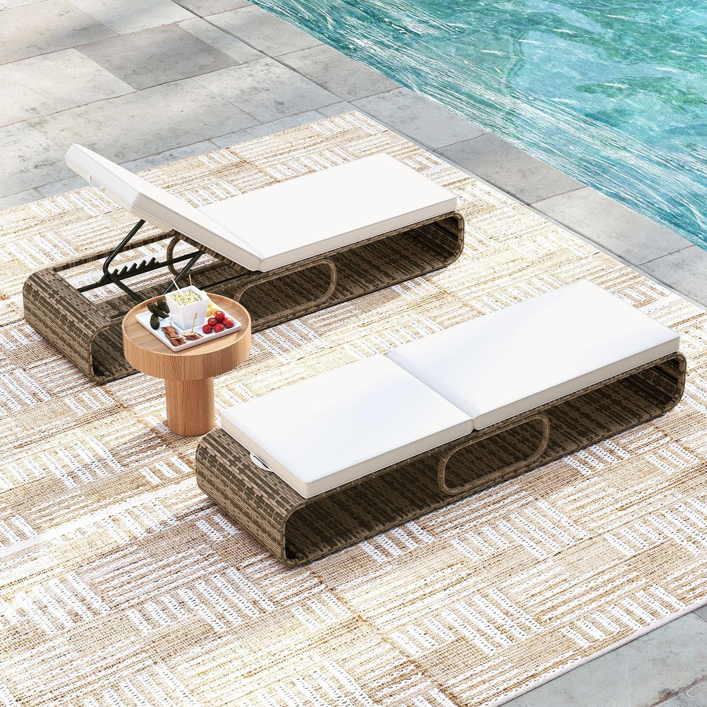 Tangkula Outdoor Chaise Lounge Chair with Adjustable Backrest