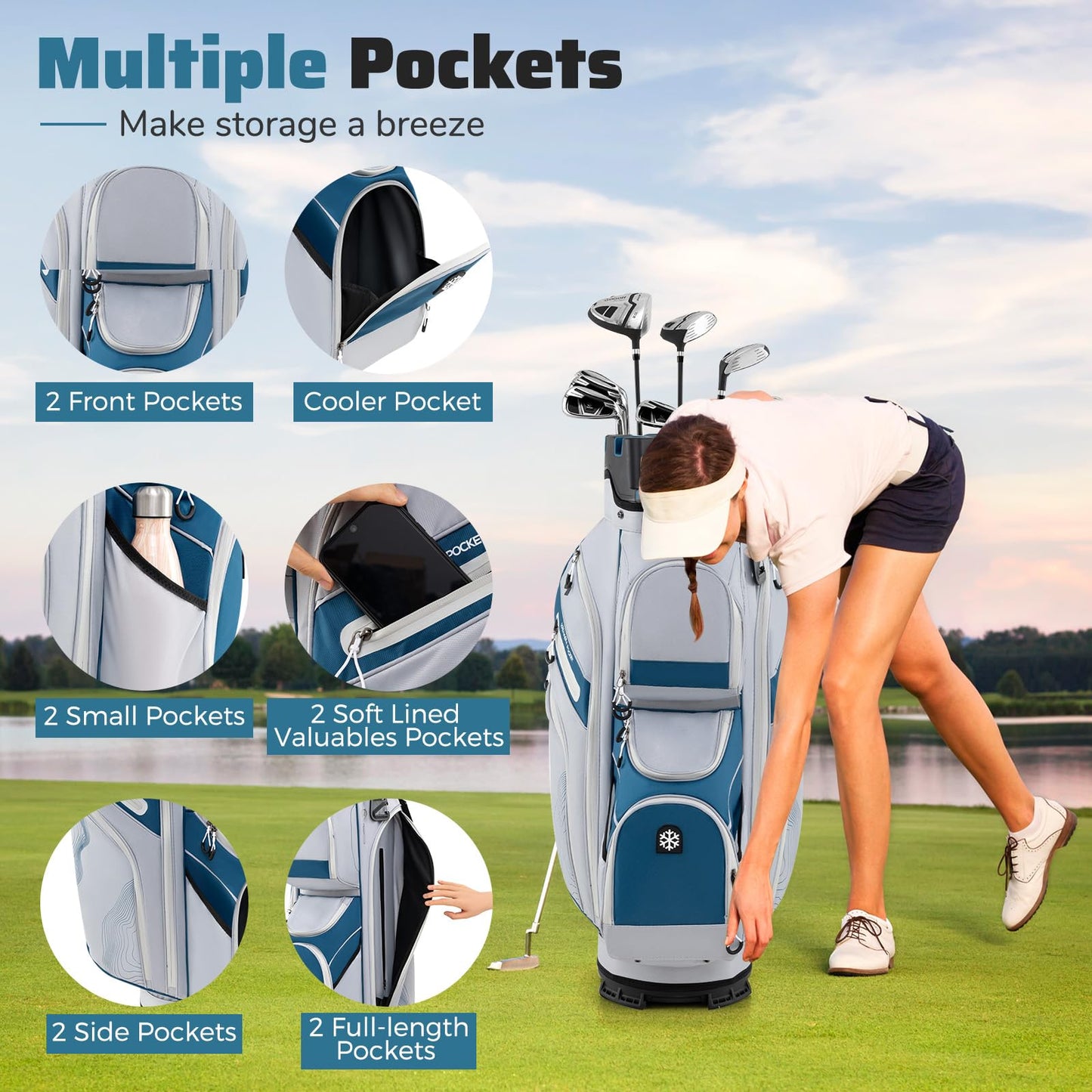 Tangkula Lightweight Golf Club Bag with 11 Pockets