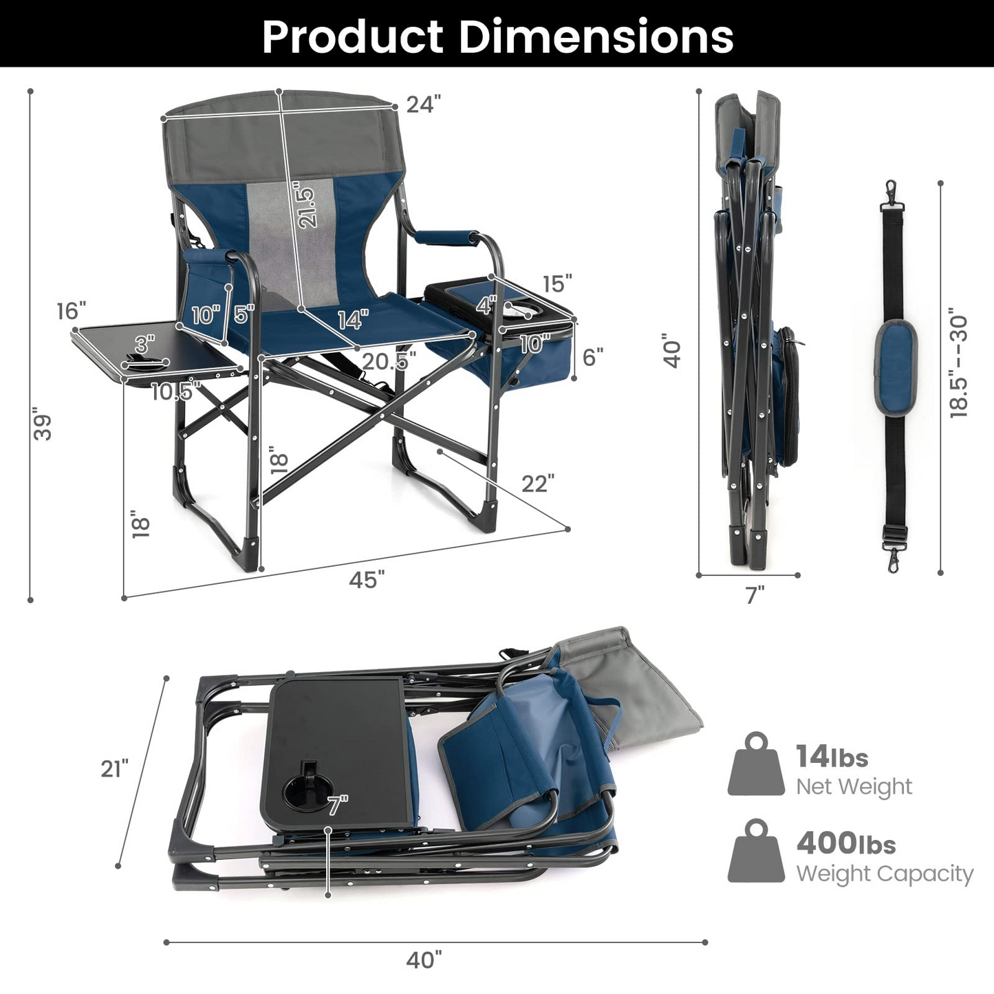 Tangkula Folding Camping Chair, Director Chair