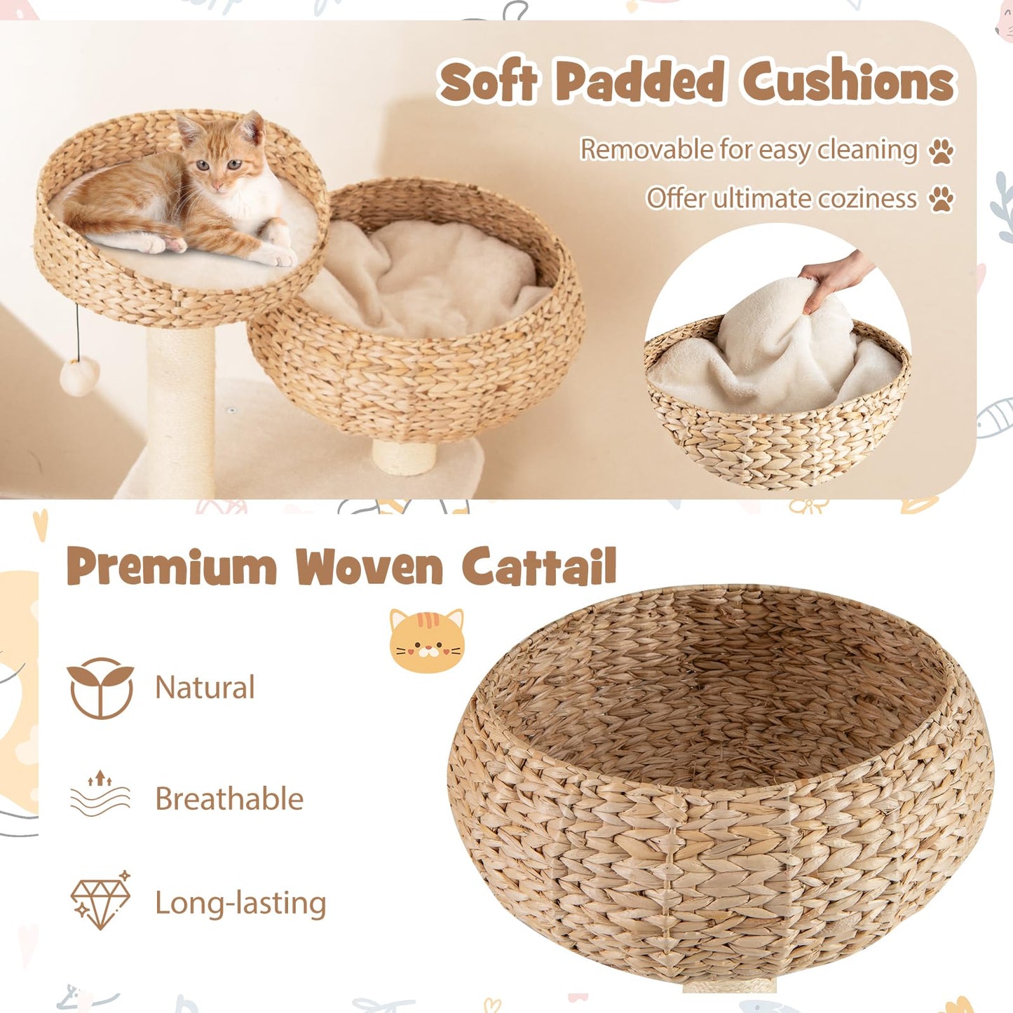 Tangkula Cute Cat Tree Tower for Indoor Cats