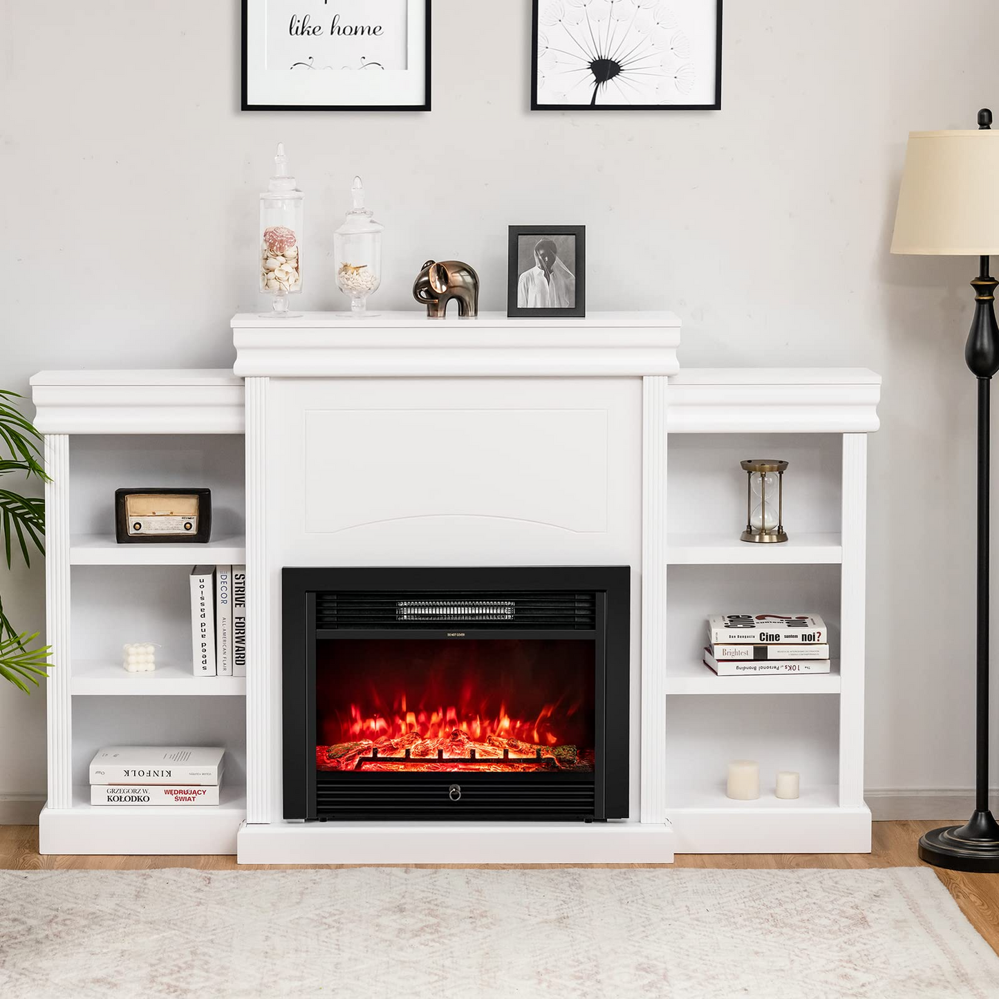 70 Inches Mantel Fireplace, 28.5-Inch Electric Fireplace - Tangkula
