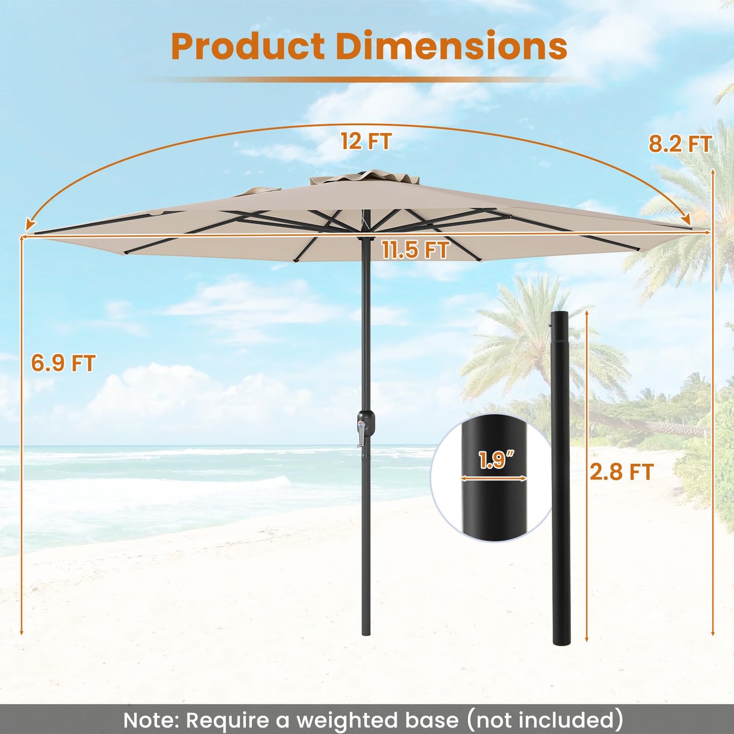 Tangkula Patio Umbrella for Garden Backyard Pool