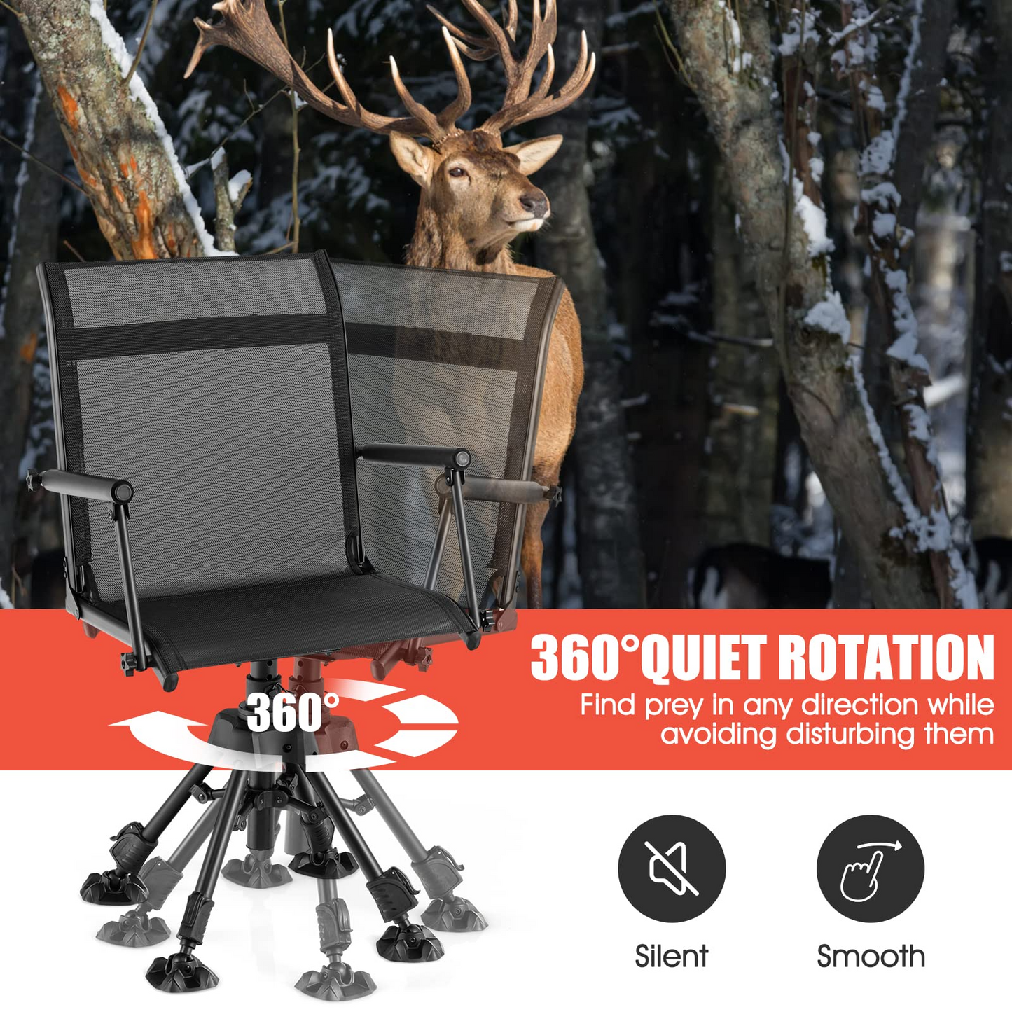 360-degree Swivel Hunting Blind Chair - Tangkula