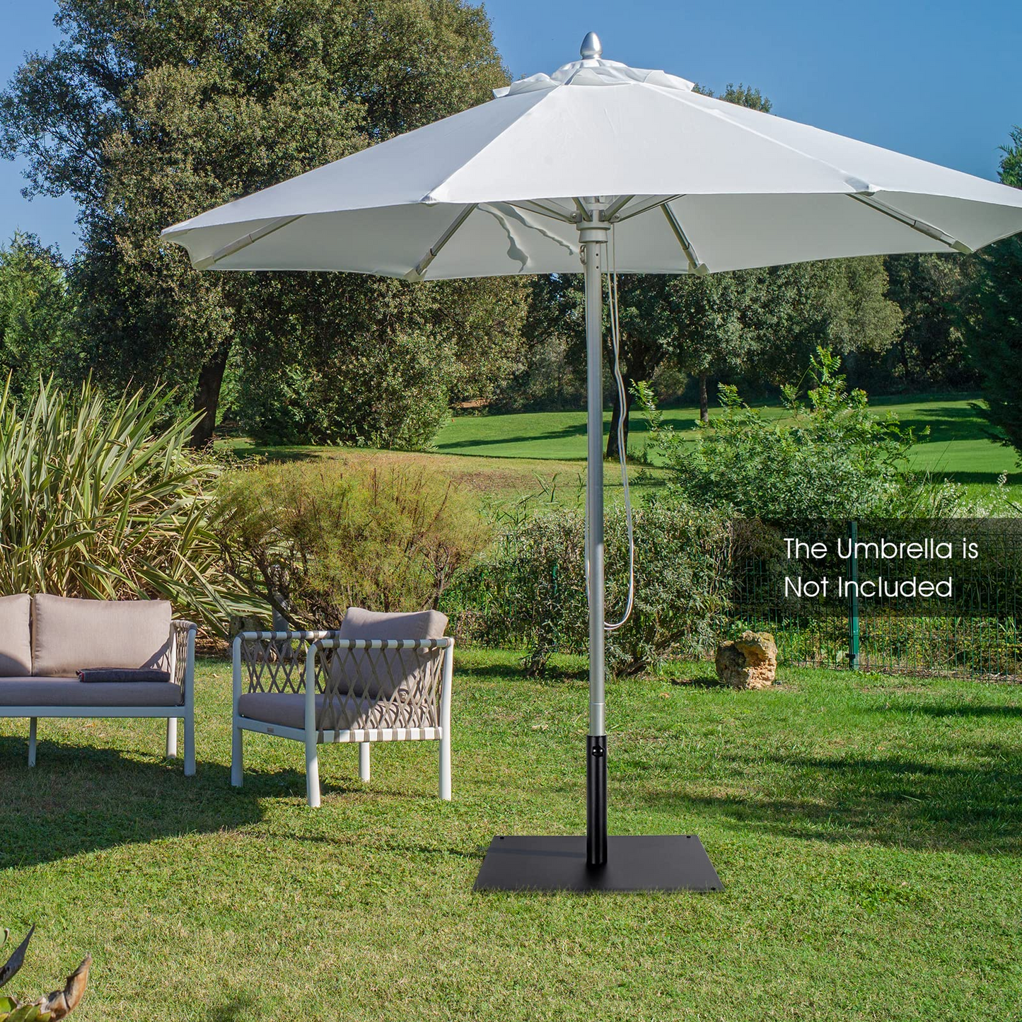 42 LBS Patio Umbrella Base, 25 Inches Heavy Duty, 1.6"-1.9" Adapters (Black)