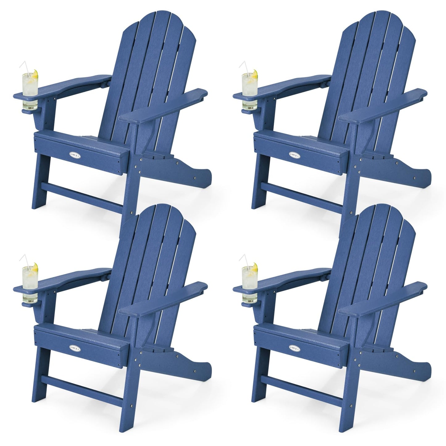 Tangkula Adirondack Chair Outdoor, Fade Resistant HDPE Armchairs with Cup Holder