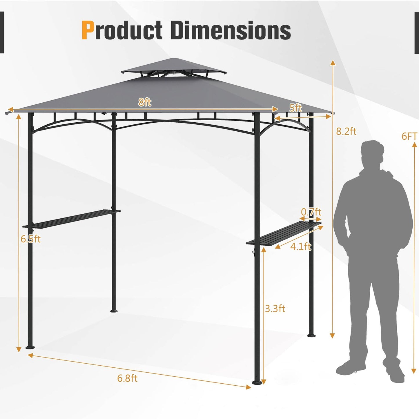 Tangkula 2 Tier Barbecue Gazebo with 2 Shelves