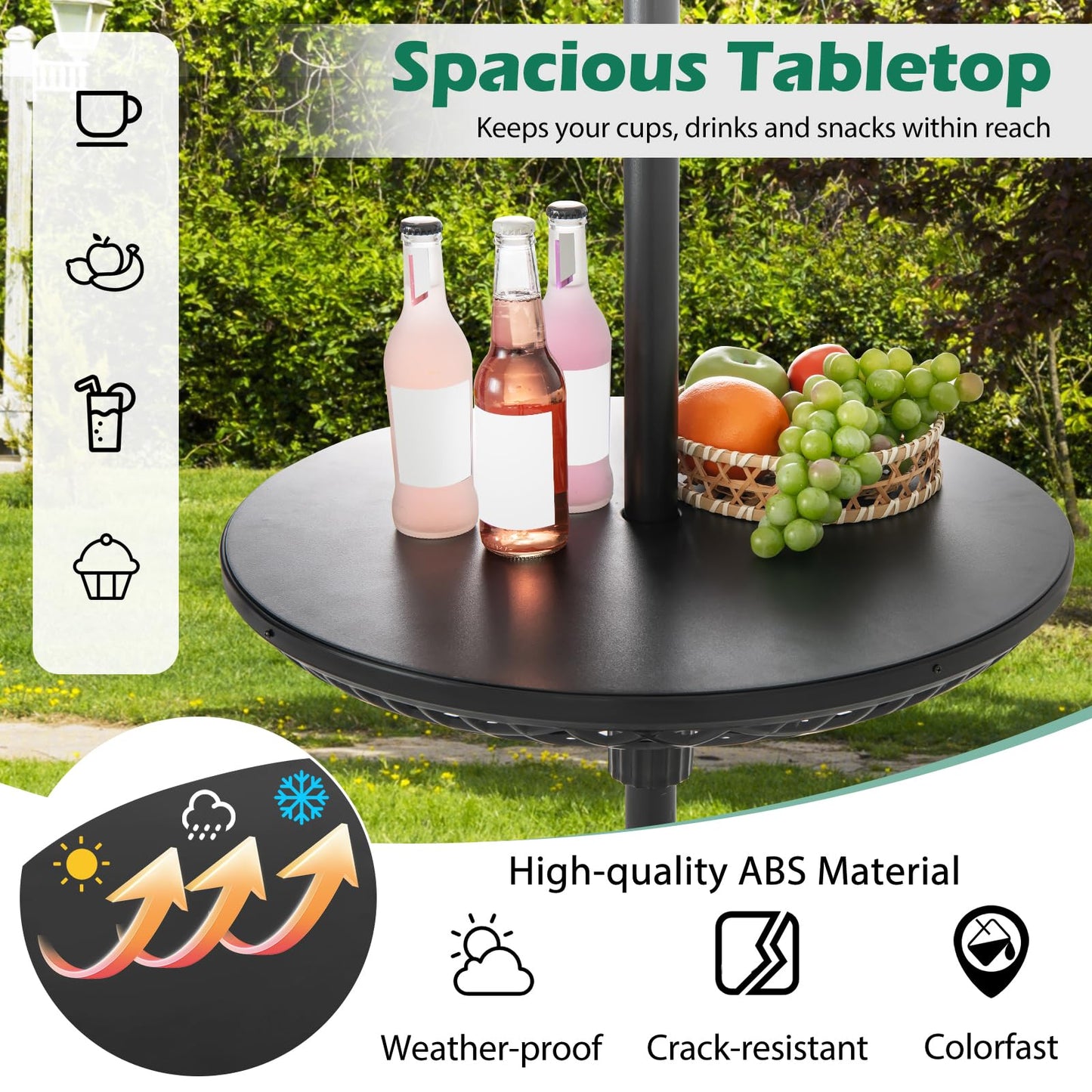 Tangkula Outdoor Umbrella Table Tray