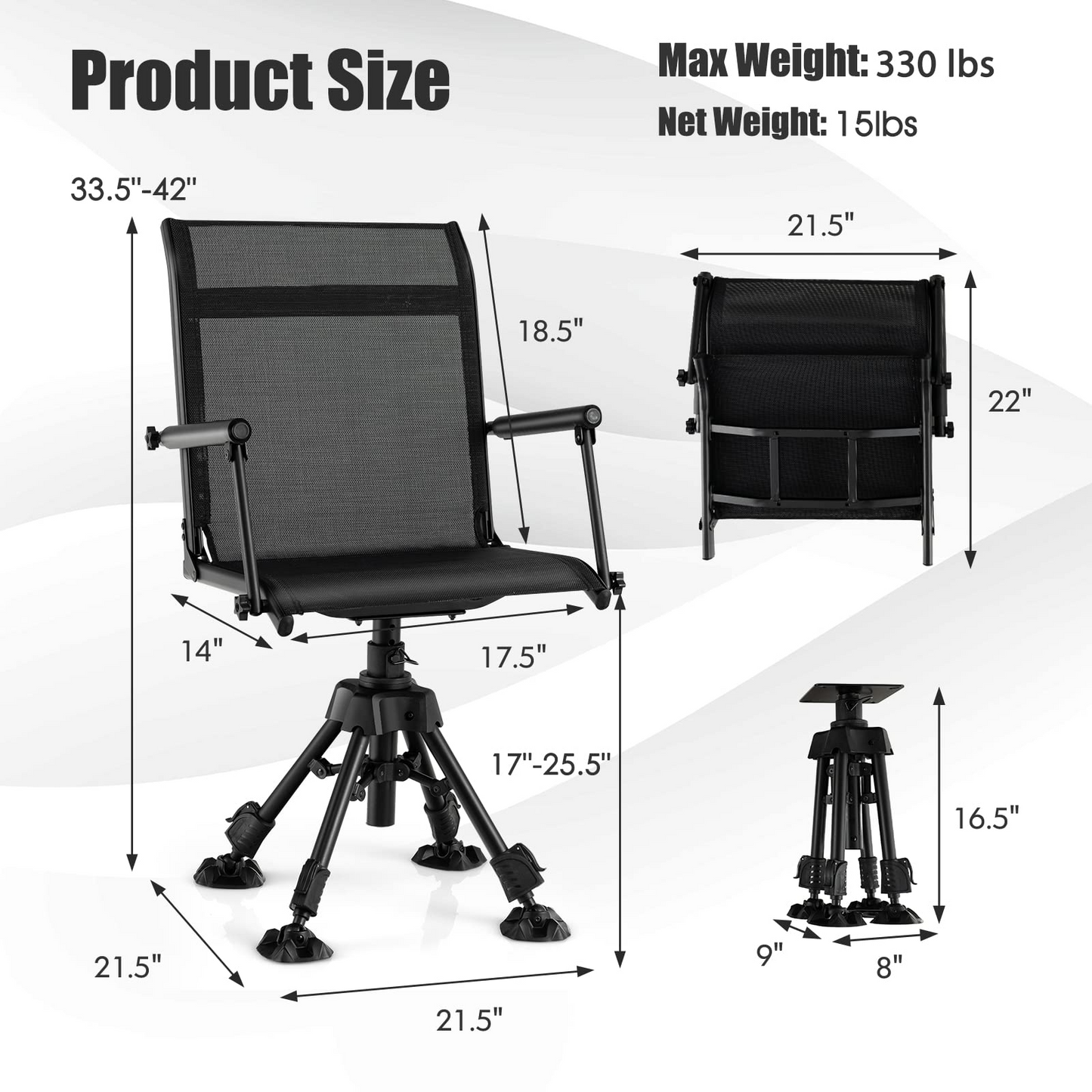 360-degree Swivel Hunting Blind Chair - Tangkula