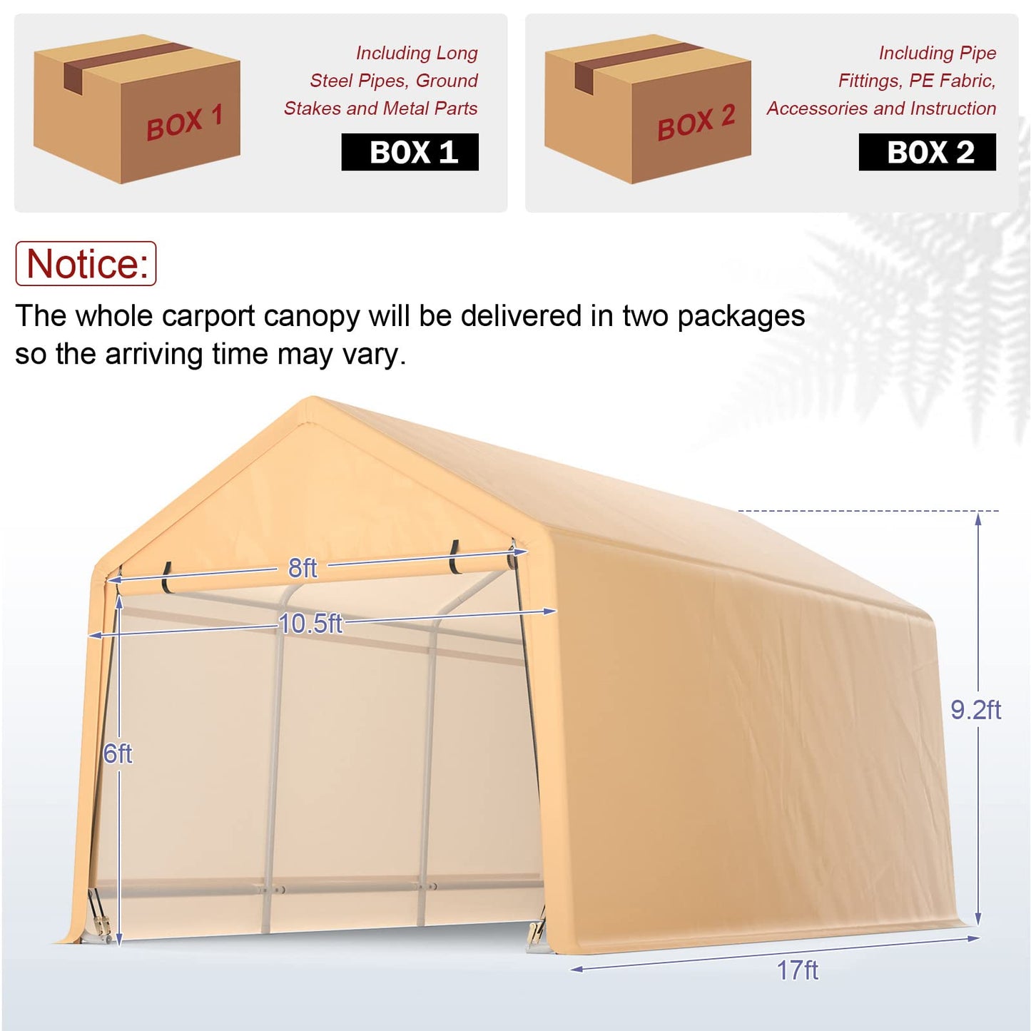 Tangkula 9x17 Ft Heavy Duty Carport with Reinforced Triangular Beams
