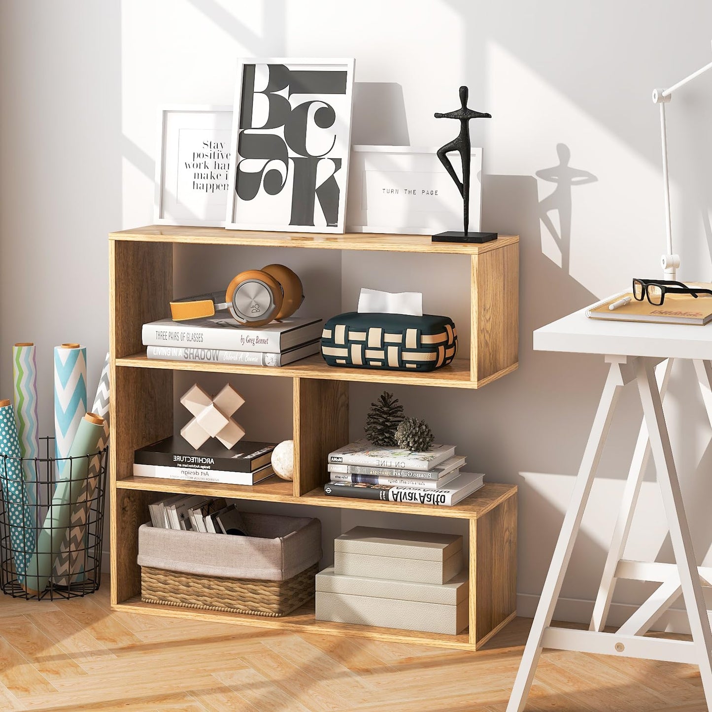 Tangkula 6 Cubes Bookcase 2-Piece Separable Floor Standing Open Horizontal Bookshelf