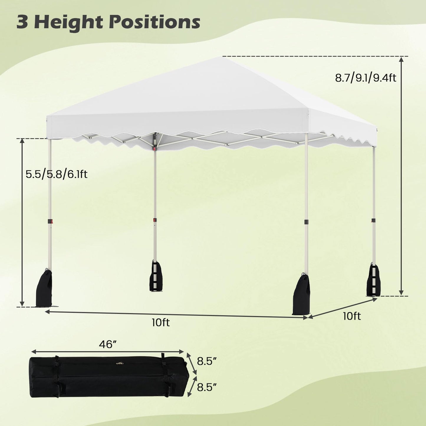 Tangkula 10x10 FT Pop Up Canopy UPF50+ Easy Set up Instant Tent with Wheeled Bag