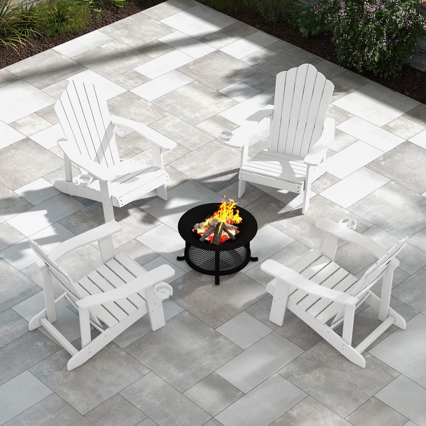 Tangkula Oversized Adirondack Chair, Patio Lounge Chairs w/Adjustable Cup Holder