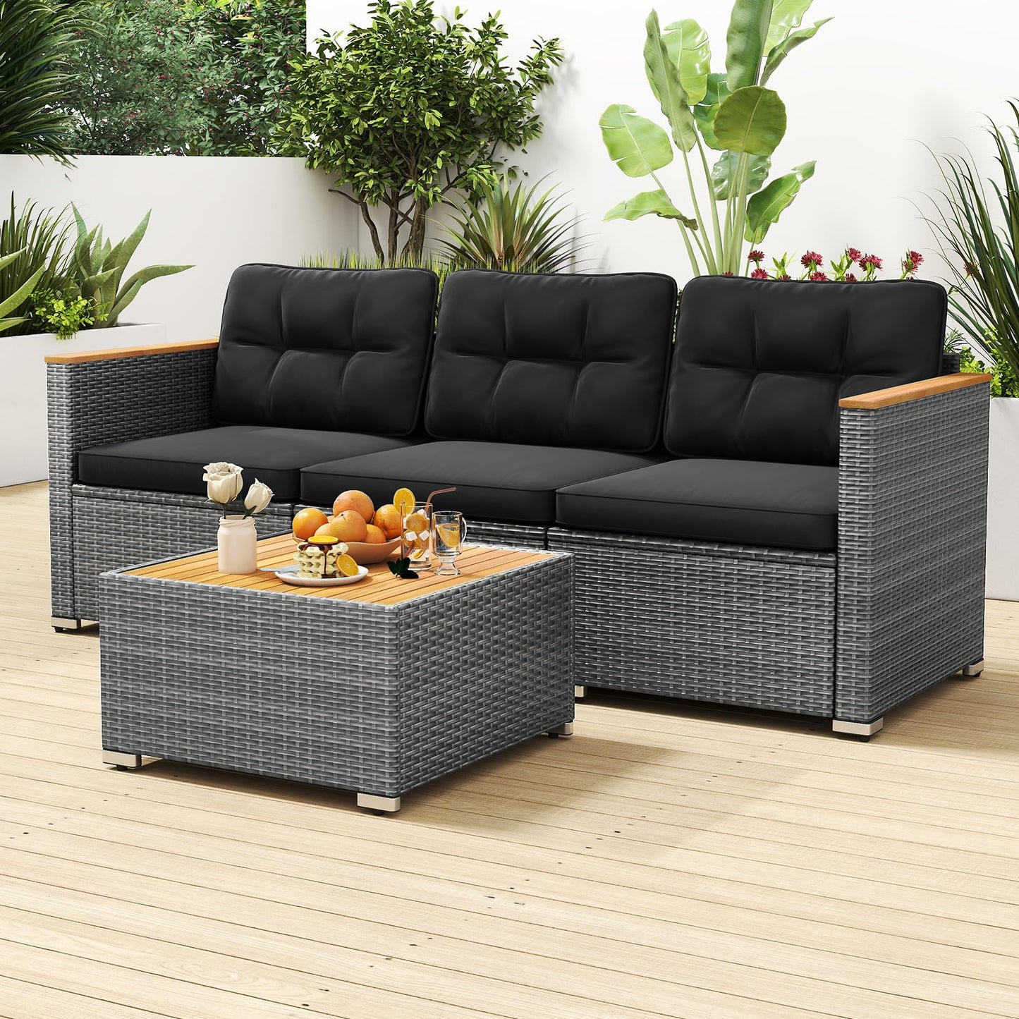 Tangkula 3-Seat Patio Couch Sofa