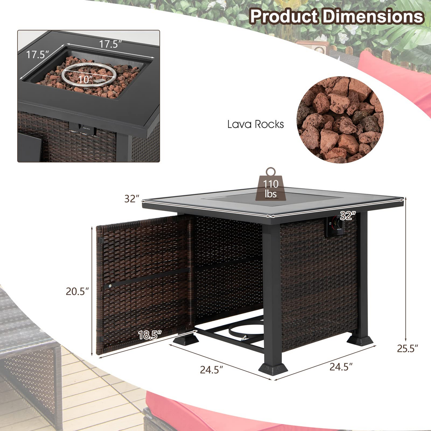 Tangkula 50,000 BTU Propane Fire Pit Table