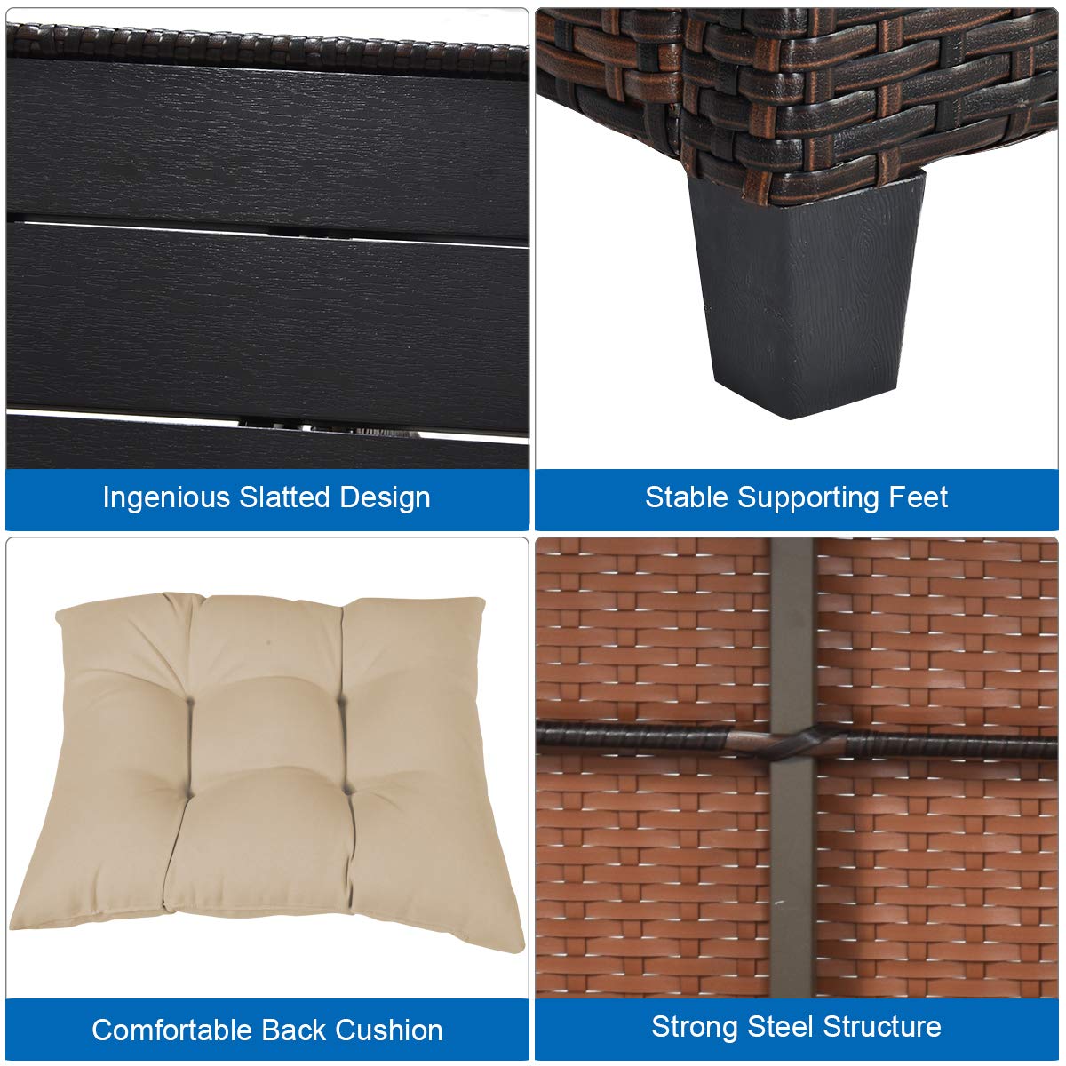 Tangkula Patio Furniture Set with 6 Cushioned Seat & Coffee Table