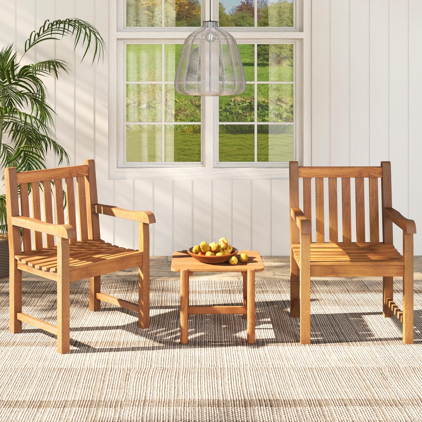 Tangkula Teak Wood Patio Dining Chair(1/2/4)
