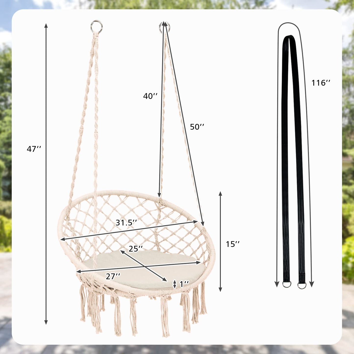 Tangkula Hammock Chair with Cushion