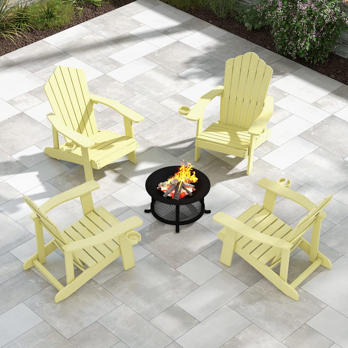 Tangkula Oversized Adirondack Chair, Patio Lounge Chairs w/Adjustable Cup Holder