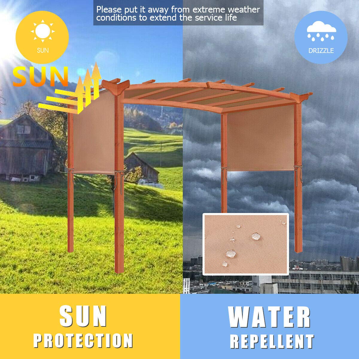 Tangkula 6.7'x17' Universal Replacement Canopy for Pergola Structures