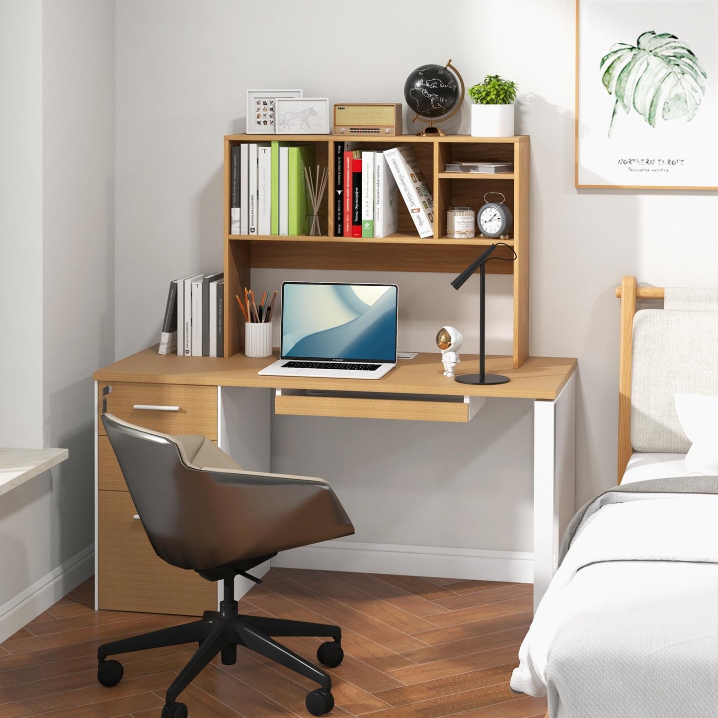 Tangkula Desktop Bookshelf, Countertop Storage Hutch with 4 Shelves for Computer Desk