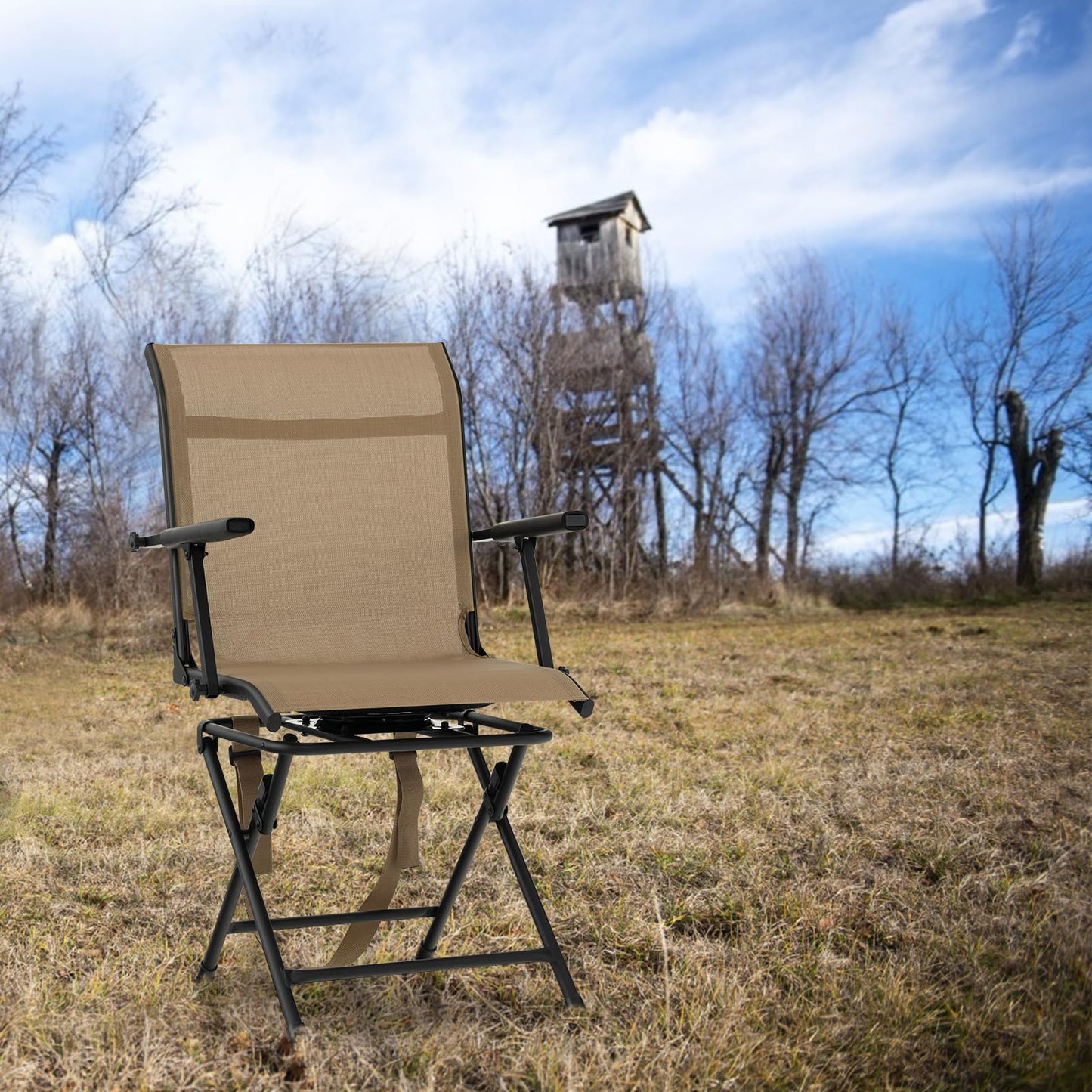 Tangkula 360-degree Swivel Hunting Chair, Multi-Position Folding Stealth Spin Chair