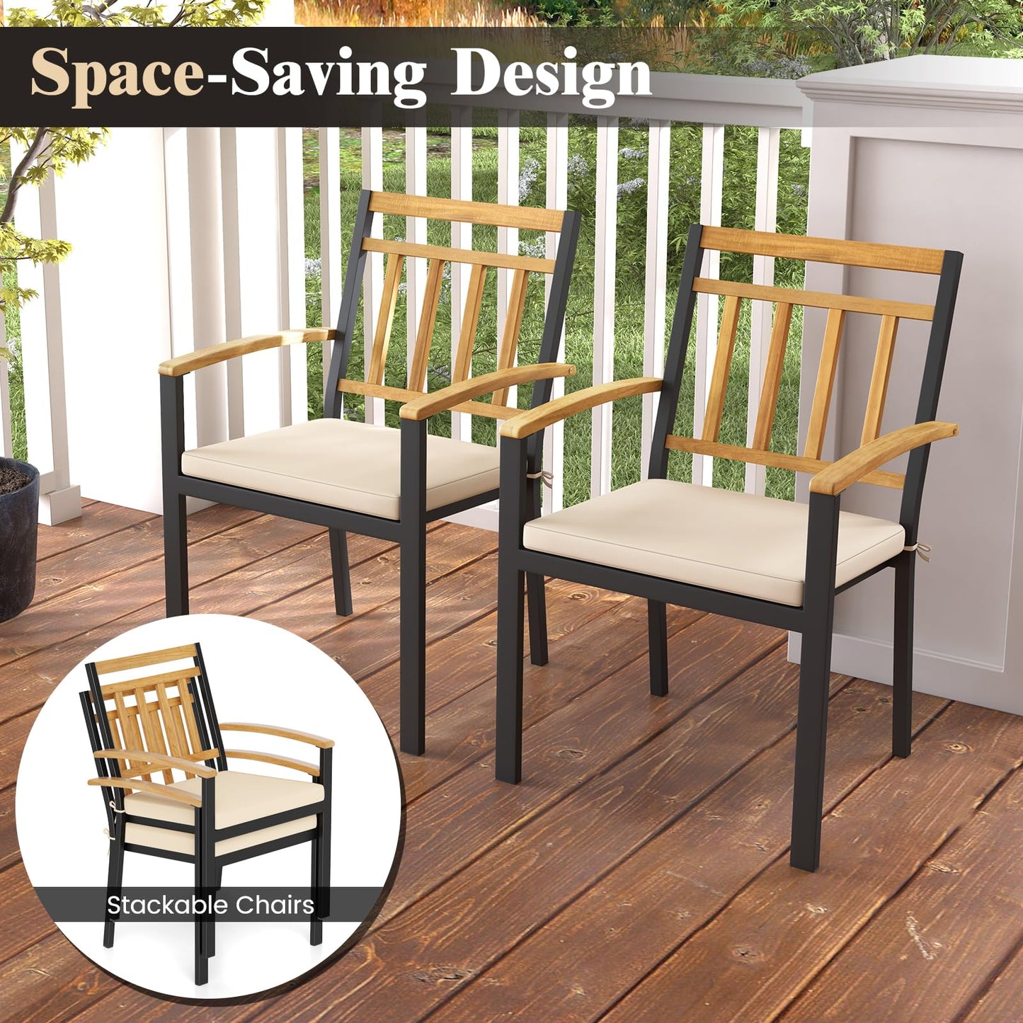 Tangkula Patio Dining Chairs Set of 2/4 Metal Outdoor Chairs